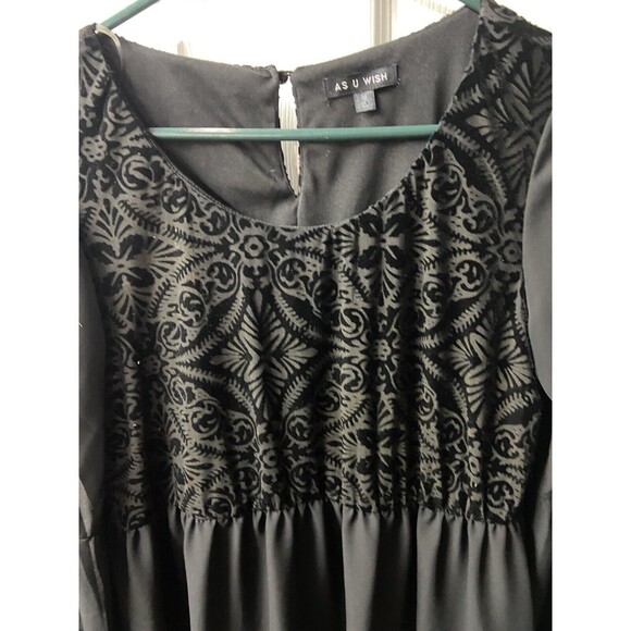 As you Wish Dress Women Medium Fairycore Bell Sleeve Damask Witchy Core Midi NWT - Picture 4 of 10